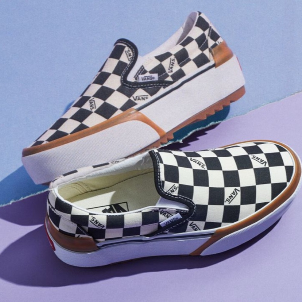 VANS Era Stacked Checkerboard Platform Slip On Shoes